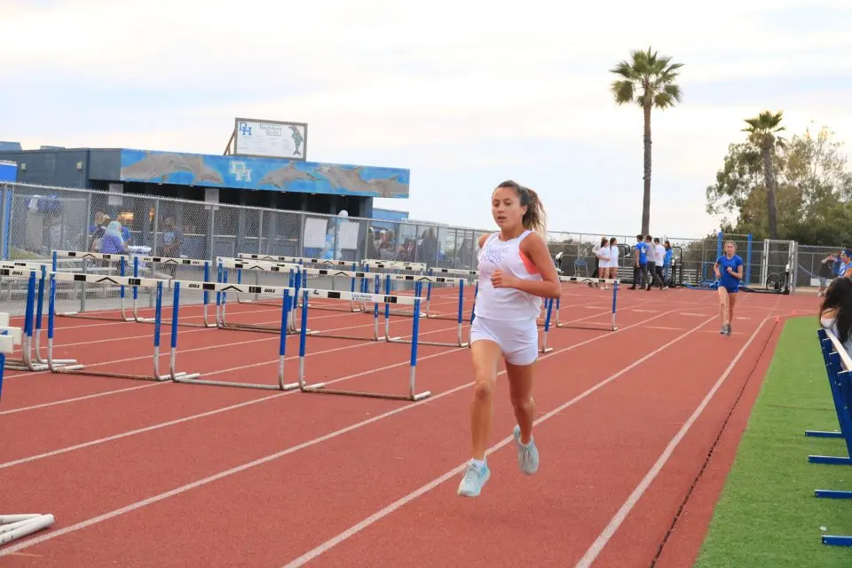 track and field blue and white